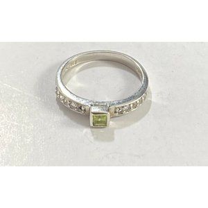 FADI 925 Signed CZ Peridot Ring Size 7 Band